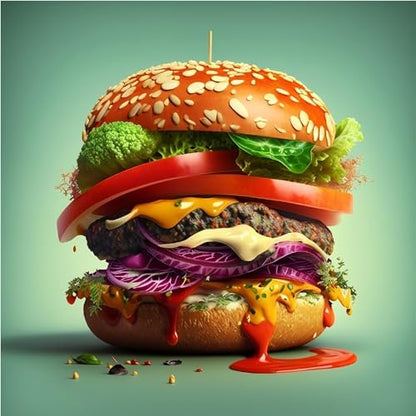 Burger Bliss: Delicious Canvas Print - Savor the Flavor on Your Walls!