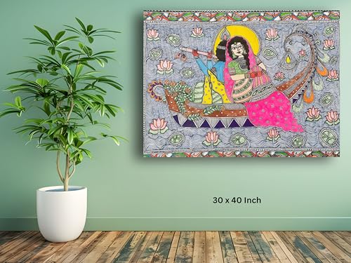 Art to Doors | Madhubani Art Radha Krishna | Artist Drasty Solanki | Horizontal | Art Prints | Home Decor | Gift Items | Wall Art | Canvas Frame