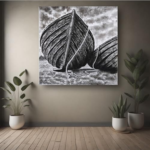 Art to Doors | Boat on the silent mode | Square | Artist Patel Mahendra babar | Home Decor | Wall Art | Gifts for Women | Gifts for Men | Canvas Frame