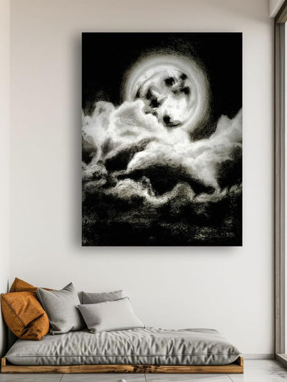 Art to Doors| The Moon | Artist Fatima Akhun | Rectangle | Art Print | Home Decor | Wall Decor | Gift Items | Canvas Frame