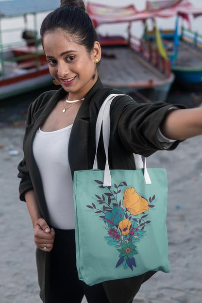 Art to Doors | Teal Oasis | Tote Bags | Shopping Bag For Grocery | Aesthetic Carry Bag | Tote Bag for Shopping, Travel, office & beach bags for women