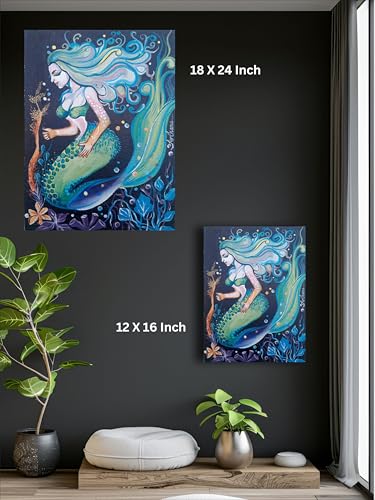 Art to Doors | Mermaid | Artist Archana Sharan | Vertical | Art Prints | Home Decor | Wall Art | Gift Items | Canvas Frame