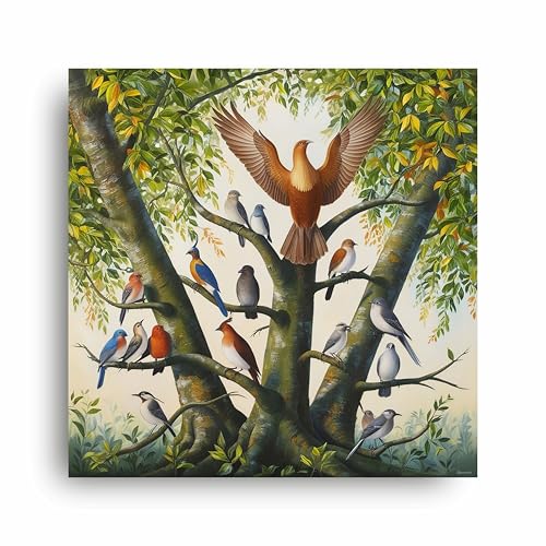 Art to Doors | Feathered Friends | Square | Art Print | Home Decor | Wall Decor | Gifts for Women | Gifts for Men | Canvas Frame