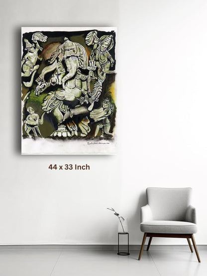 Art to Doors| Divine Guardian Lord Ganesha | Artist Uday Kumar Bala Krishna | Rectangle | Art Print | Home Decor | Wall Decor | Gift Items | Canvas Frame