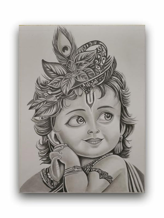 Art to Doors| Bal Krishna | Artist Akansha Sharma | Rectangle | Art Print | Home Decor | Wall Decor | Gift Items | Canvas Frame