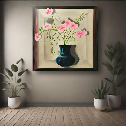 Art to Doors | The Flower Vase 3 D | Artist Sudesh Kundley | Square | Art Print | Home Decor | Wall Decor | Gifts for Women | Gifts for Men | Wall Art | Canvas Frame