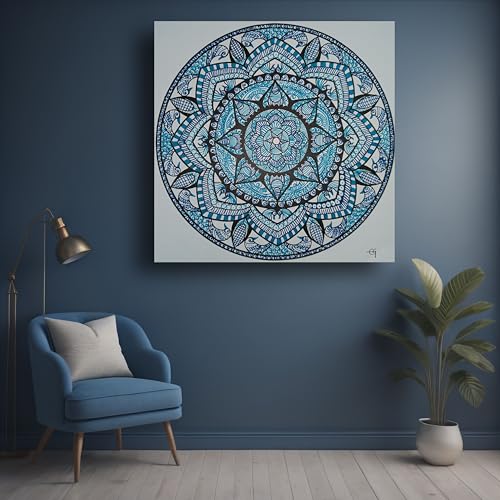 Art to Doors | Blue Monochromatic art | Square | Artist Evancy Grace | Home Decor | Wall Art | Gifts for Women | Gifts for Men | Canvas Frame