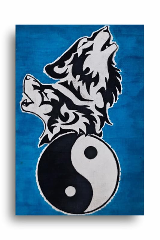 Art to Doors| Wolf Yin And Yang Art | Artist Rachel Joseph | Rectangle | Art Print | Home Decor | Wall Decor | Gift Items | Canvas Frame