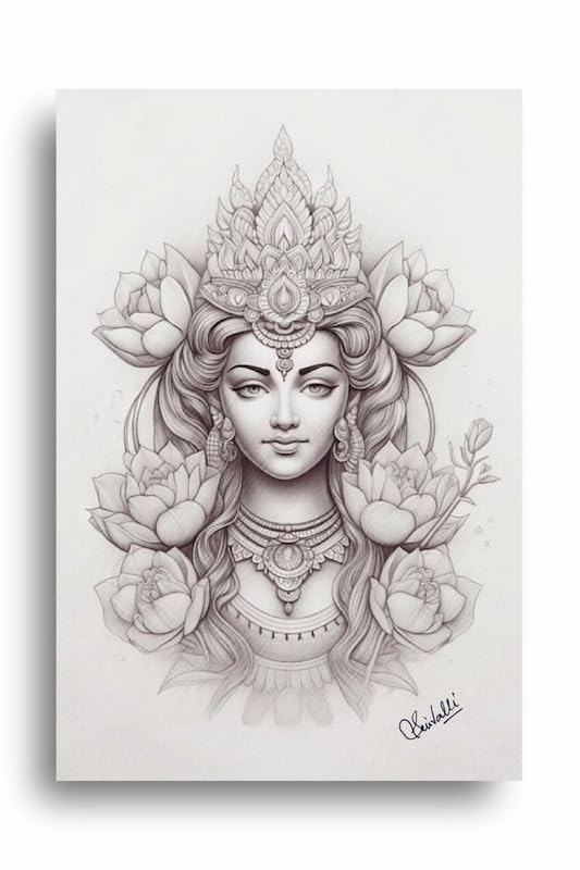 Art to Doors | Potrait Of Gayatri Devi | Artist Duvvuri Srivalli Hyndavi | Vertical | Art Prints | Home Decor | Wall Decor | Gift Items | Wall Art | Canvas Frame