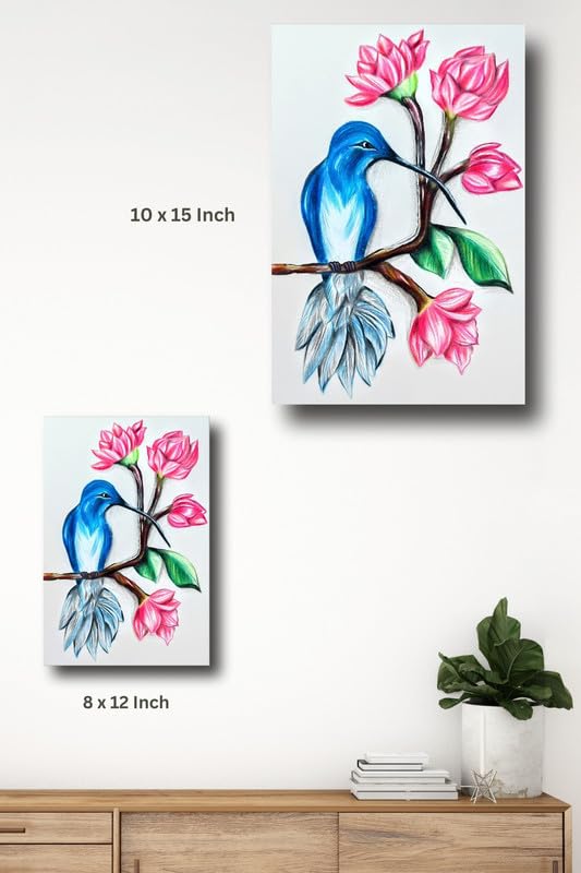 Art to Doors| Bluebird And Blossoms| Artist Kalakarish | Rectangle | Art Print | Home Decor | Wall Decor | Gift Items | Canvas Frame