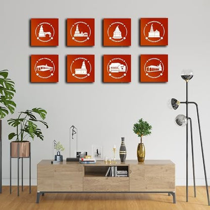 Art to Doors Ganpati Ashtavinayaka Canvas Set: Divine Illustrations for Home Decor | Set of 8 Canvas Frame | Personalized Gift For Anniversary, Birthday, Wedding, Home Decor