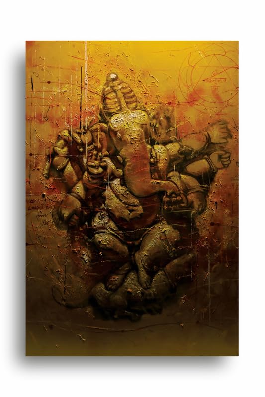 Art to Doors | Gold Ganesh | Artist Arindam Gupta | Vertical | Art Print | Home Decor | Wall Decor | Gift Items | Wall Art | Canvas Frame