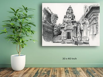 Art to Doors | A View Of Banteay Srei Temple | Artist Avishek Nag | Horizontal | Art Prints | Home Decor | Gift Items | Wall Art | Canvas Frame