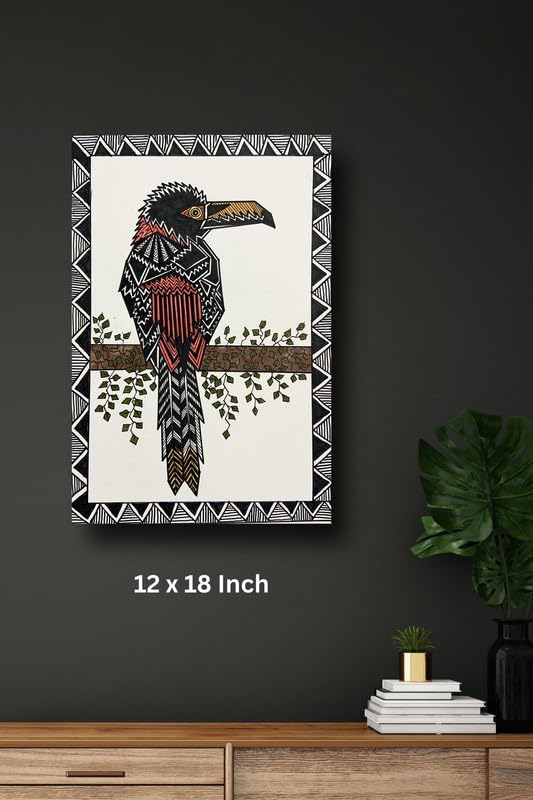 Art to Doors | Fiery Billed Aracari | Artist Puja Kumari | Vertical | Art Prints | Home Decor | Wall Art | Gift Items | Canvas Frame