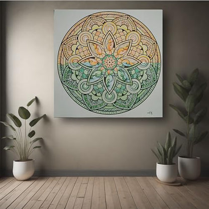 Art to Doors | Dual shaded Mandala art | Square | Artist Evancy Grace | Home Decor | Wall Art | Gifts for Women | Gifts for Men | Canvas Frame