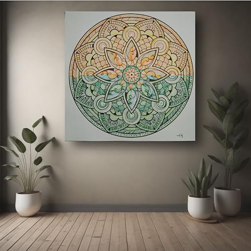 Art to Doors | Dual shaded Mandala art | Square | Artist Evancy Grace | Home Decor | Wall Art | Gifts for Women | Gifts for Men | Canvas Frame