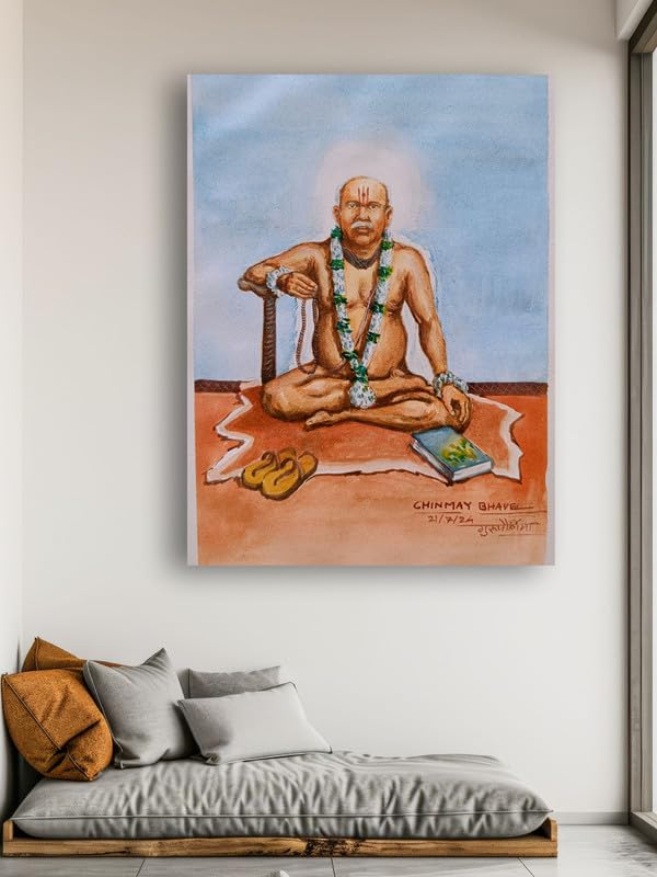 Art to Doors| Gondawalekar Maharaj | Artist Chinmay Bhave | Rectangle | Art Print | Home Decor | Wall Decor | Gift Items | Canvas Frame