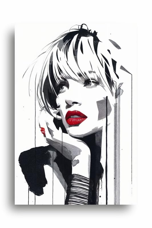 Art to Doors| Red Lips Watercolour | Artist Riika Kandhola| Rectangle | Art Print | Home Decor | Wall Decor | Gift Items | Canvas Frame