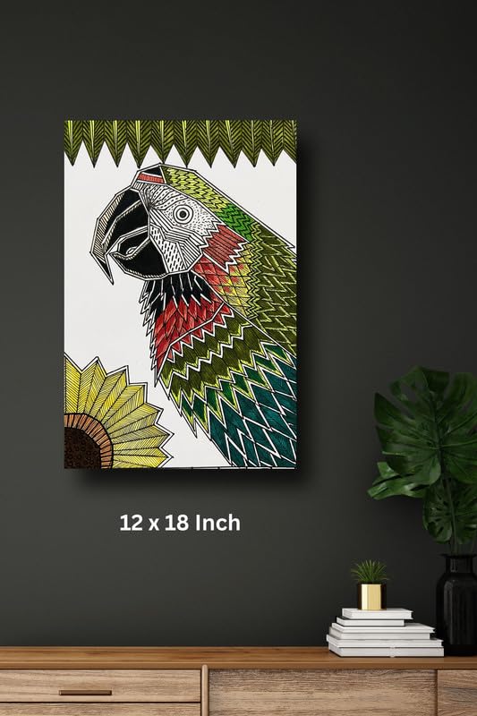 Art to Doors | Macaw Parrot | Artist Puja Kumari | Vertical | Art Prints | Home Decor | Wall Art | Gift Items | Canvas Frame