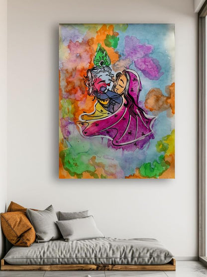 Art to Doors| Radha Krishna Painting | Artist Niketa Singh| Rectangle | Art Print | Home Decor | Wall Decor | Gift Items | Canvas Frame