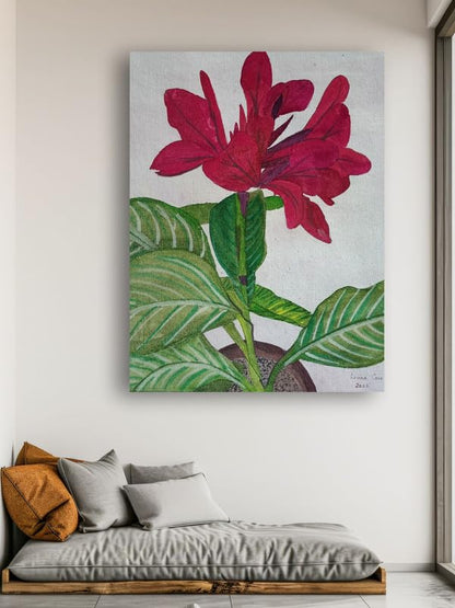 Art to Doors| Red Canna Lily | Artist Lovina Cano | Rectangle | Art Print | Home Decor | Wall Decor | Gift Items | Canvas Frame