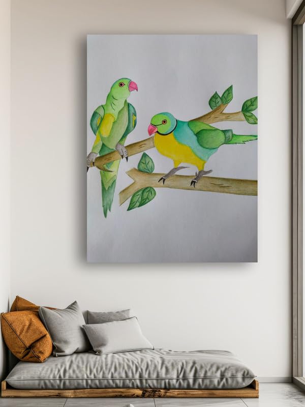 Art to Doors| Two Birds | Artist Shiladitya Chatterjee | Rectangle | Art Print | Home Decor | Wall Decor | Gift Items | Canvas Frame