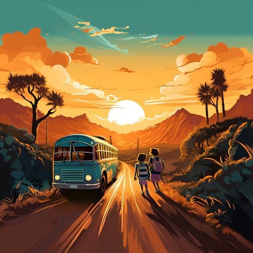 Art to Doors Sunset Voyage: Bus Silhouette Canvas Print - Journey into the Golden Horizon! | Personalized Gift For Anniversary, Birthday, Wedding, Home Decor