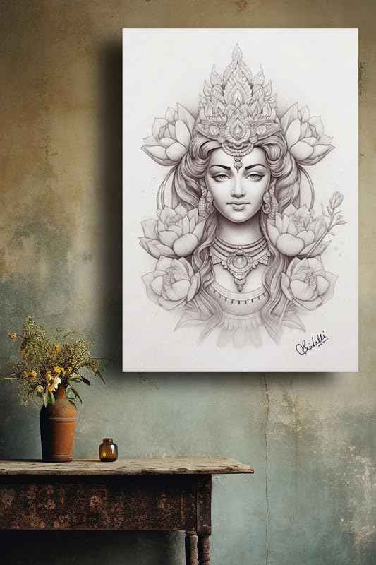 Art to Doors | Potrait Of Gayatri Devi | Artist Duvvuri Srivalli Hyndavi | Vertical | Art Prints | Home Decor | Wall Decor | Gift Items | Wall Art | Canvas Frame