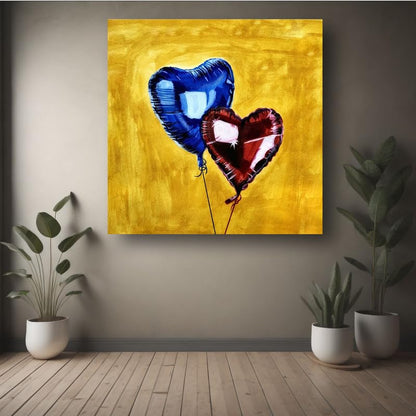 Art to Doors |Heart Balloons | Square | Artist Fatima Akhun | Home Decor | Wall Art | Gifts for Women | Gifts for Men | Canvas Frame