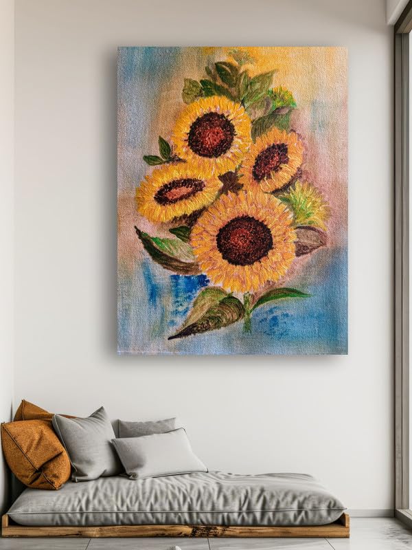 Art to Doors | Sunflowers | Artist Alka Mathur | Vertical | Art Print | Home Decor | Wall Decor | Gift Items | Wall Art | Canvas Frame