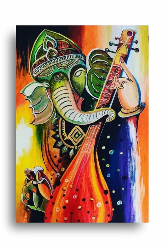 Art to Doors| Ganeshji Painting | Artist Tanvi Lunia | Rectangle | Art Print | Home Decor | Wall Decor | Gift Items | Canvas Frame