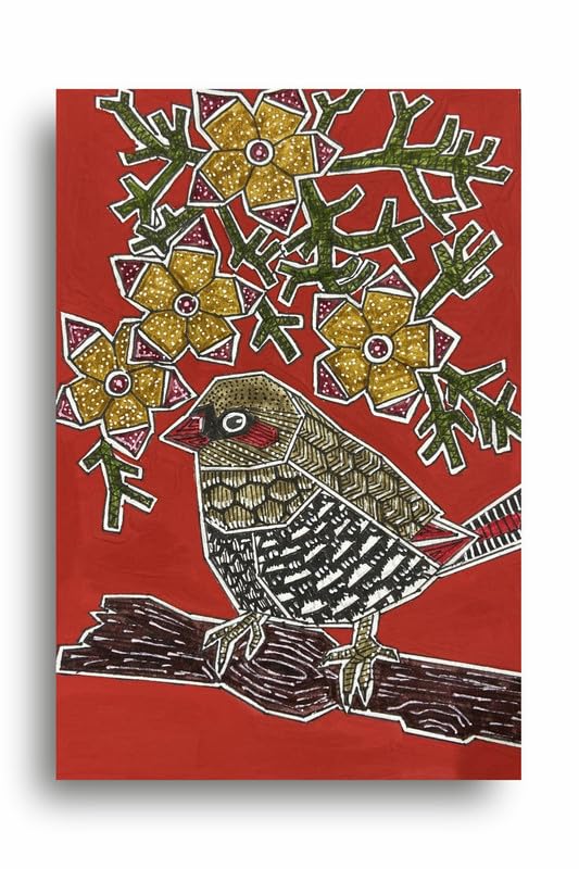 Art to Doors | Strawberry Finch | Artist Puja Kumari | Vertical | Art Prints | Home Decor | Wall Art | Gift Items | Canvas Frame