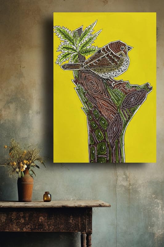 Art to Doors | House Sparrow | Artist Puja Kumari | Vertical | Art Prints | Home Decor | Wall Art | Gift Items | Canvas Frame