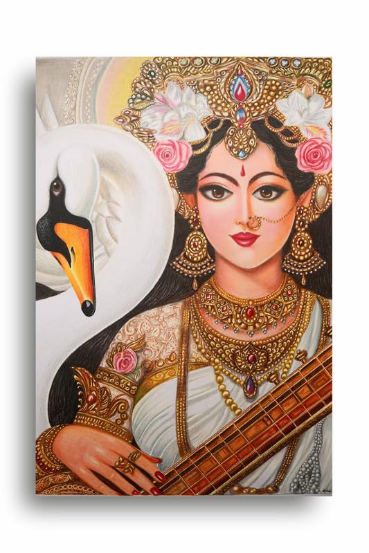 Art to Doors | Maa Saraswati | Artist Deepika Khemani | Vertical | Art Print | Home Decor | Wall Decor | Gift Items | Wall Art