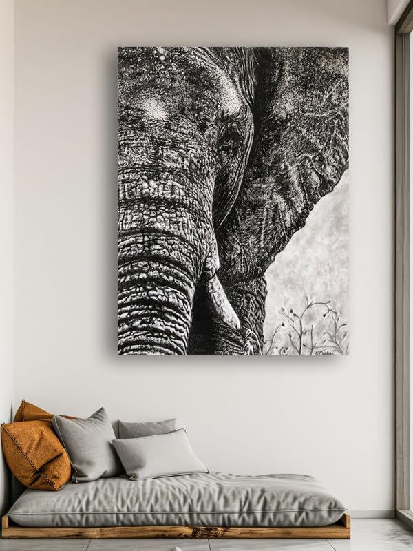 Art to Doors| Elephant | Artist Patel Mahendra Babar | Rectangle | Art Print | Home Decor | Wall Decor | Gift Items | Canvas Frame