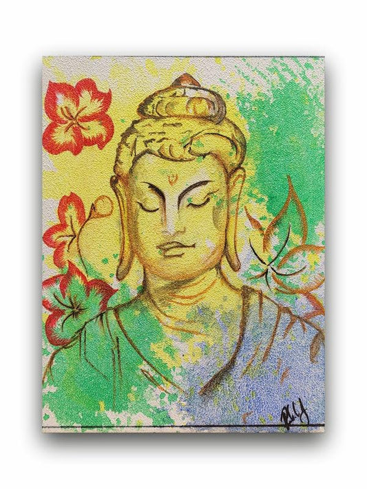 Art to Doors| Buddha's Colorful Peace | Artist Rachel Joseph | Rectangle | Art Print | Home Decor | Wall Decor | Gift Items | Canvas Frame