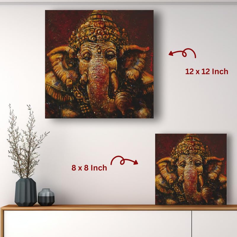 Art to Doors | Ganesh Face | Artist Arindam Gupta | Square | Art Print | Home Decor | Wall Decor | Gifts for Women | Gifts for Men | Wall Art | Canvas Frame