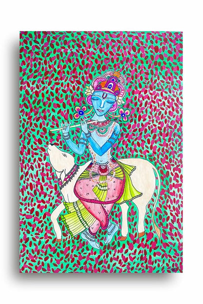 Art to Doors | Kanhaiyyaa | Artist Dr Namrata Sharma | Vertical | Art Print | Home Decor | Wall Decor | Gift Items | Wall Art | Canvas Frame