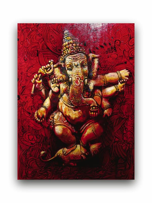 Art to Doors | Dancing Ganesh In Red | Artist Arindam Gupta | Vertical | Art Print | Home Decor | Wall Decor | Gift Items | Wall Art