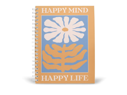 Art to Doors | Happy Mind Happy Life | Spiral Notebooks | A5 Size Paper | 120 Pages | 70 GSM Paper | Attractive Cover Designs