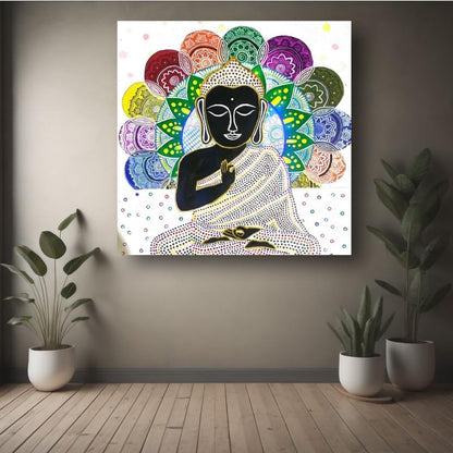 Art to Doors| Lord Budhha | Artist Laxmi Priya Das | Square | Art Print | Home Decor | Wall Decor | Gift Items | Canvas Frame