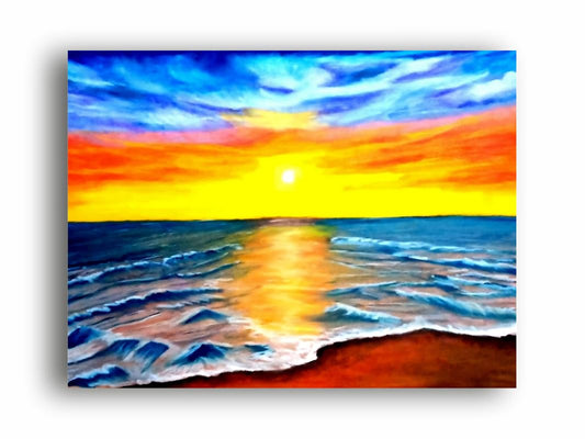 Art to Doors| Vibrant Beach | Artist Prathima Rao G | Rectangle | Art Print | Home Decor | Wall Decor | Gift Items | Canvas Frame