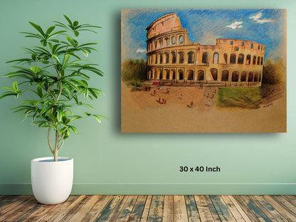 Art to Doors| The Colosseum | Artist Avishek Nag | Rectangle | Art Print | Home Decor | Wall Decor | Gift Items | Canvas Frame