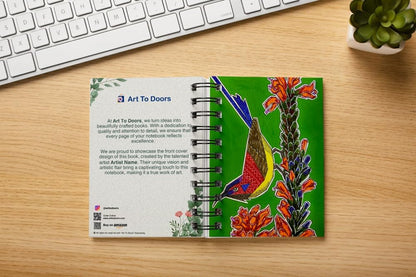 Art to Doors | Sunbird | Artist Puja Kumari | Spiral Notebooks | A5 Size Paper | 120 Pages | 70 GSM Paper | Attractive Cover Designs | Soft Cover | Notebooks for College Students