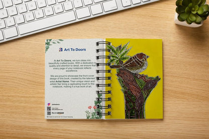 Art to Doors | House Sparrow | Artist Puja Kumari | Spiral Notebooks | A5 Size Paper | 120 Pages | 70 GSM Paper | Attractive Cover Designs | Soft Cover | Notebooks for College Students