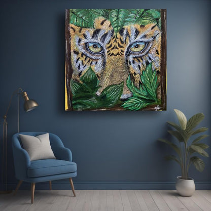 Art to Doors | Jaguar Eyes | Square | Artist Sowmya R | Home Decor | Wall Art | Gifts for Women | Gifts for Men | Canvas Frame