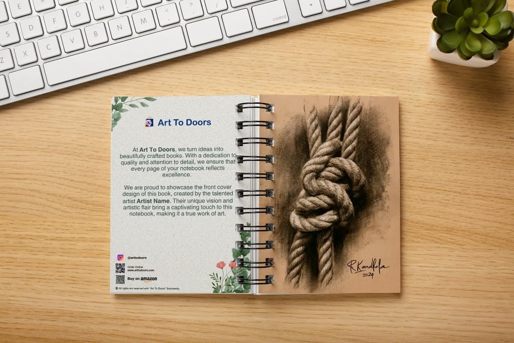 Art To Doors | Untie The Knot In Your Heart | Artist Riika Kandhola | Spiral Notebooks | A5 Size Paper | 120 Pages | 70 GSM Paper | Attractive Cover Designs | Soft Cover | Notebooks for College Students