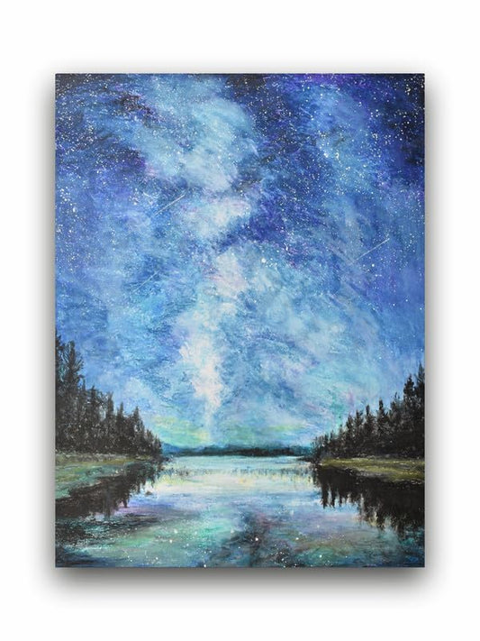 Art to Doors| Night Sky | Artist Debalina Saha | Rectangle | Art Print | Home Decor | Wall Decor | Gift Items | Canvas Frame