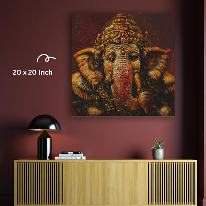 Art to Doors | Ganesh Face | Artist Arindam Gupta | Square | Art Print | Home Decor | Wall Decor | Gifts for Women | Gifts for Men | Wall Art | Canvas Frame