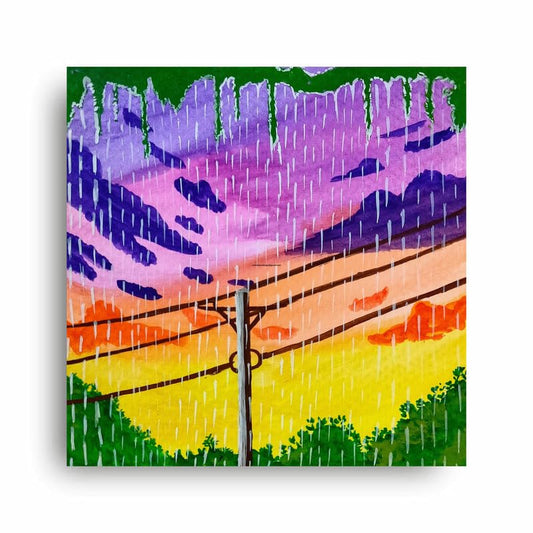 Art to Doors | The Beautiful Evening Rain | Square | Artist Tanvi Kansal | Home Decor | Wall Art | Gifts for Women | Gifts for Men | Canvas Frame